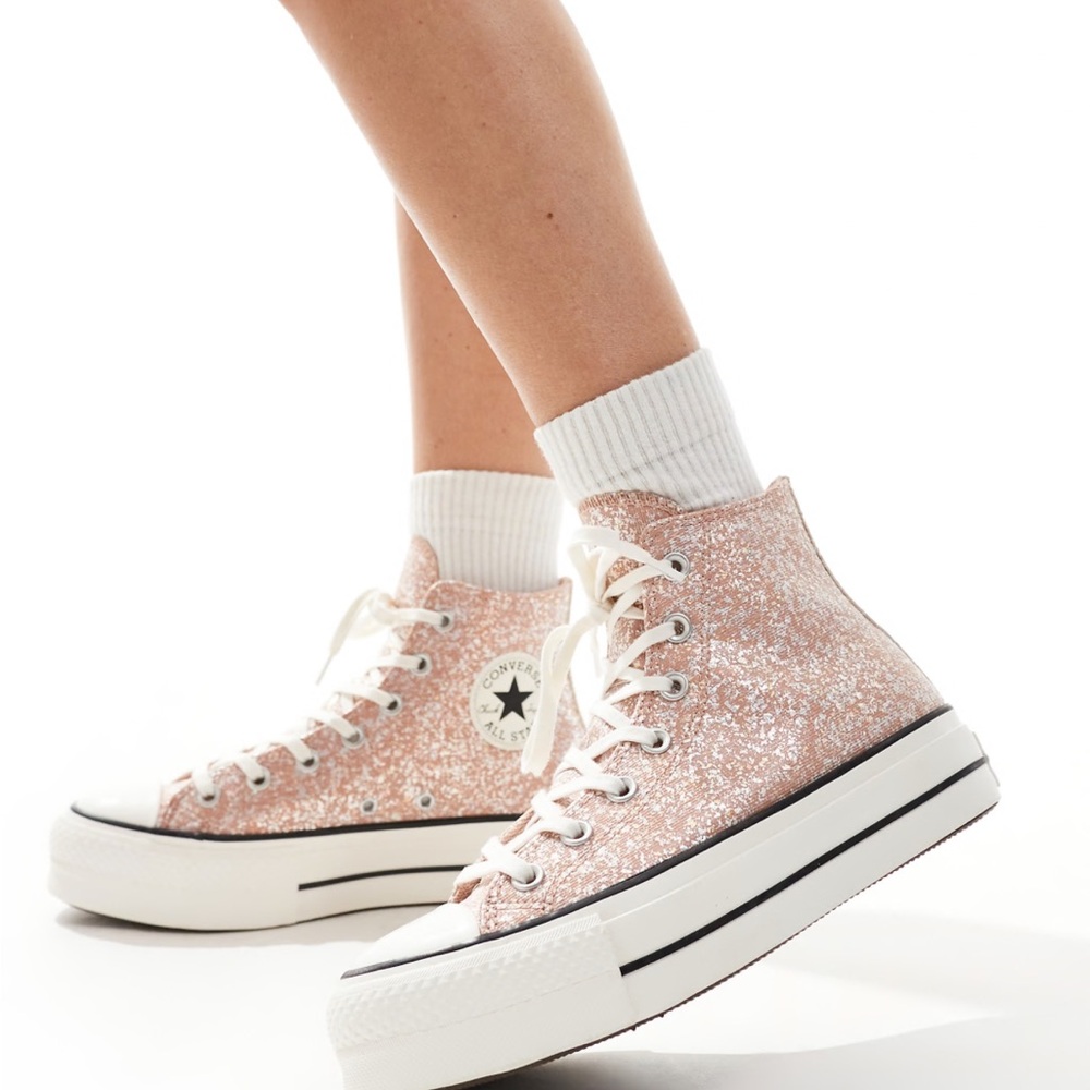 Converse Chuck Taylor All Star Peach Glitter Platform Women's size 9 NEW!!! - Picture 11 of 11